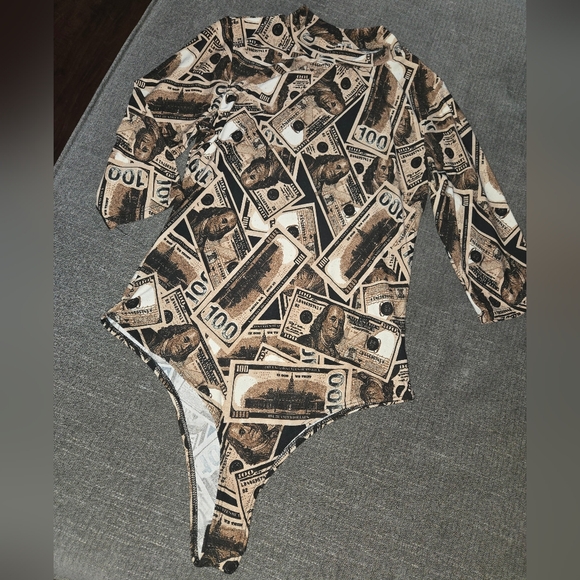 Chocolate Tops - Chocolate Currency Print Bodysuit